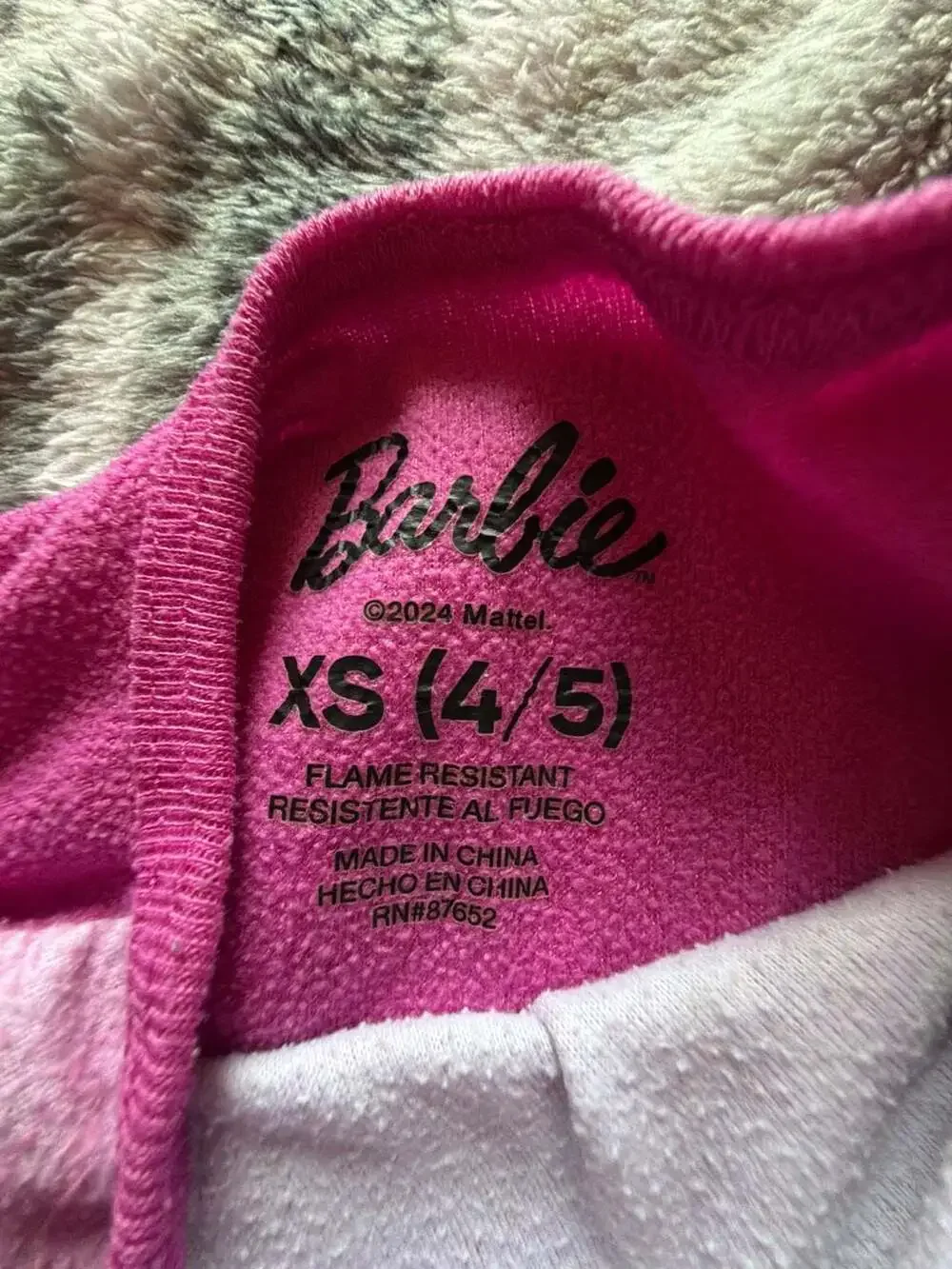 Barbie Girls Long Sleeve Fleece Pajama 2-Piece Set Pink